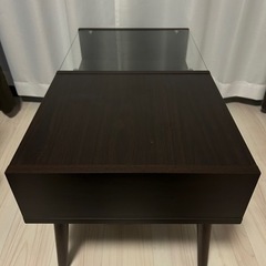 【急募 3/31まで】[幅80] リビングテーブル 引き出し付き ガラスローテーブル ディスプレイ 木製テーブル テーブル ローテーブル センターテーブル ガラステーブル 収納 おしゃれ 北欧 モダン シンプルの画像