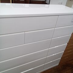 ★ジモティ割あり★  チェスト ホワイト H128.4×D45×W134 クリーニング済み MT816の画像