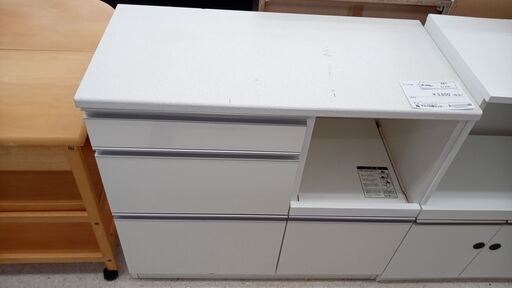 ★ジモティ割あり★  レンジ台 白 H85×D45×W90 クリーニング済み TJ4781