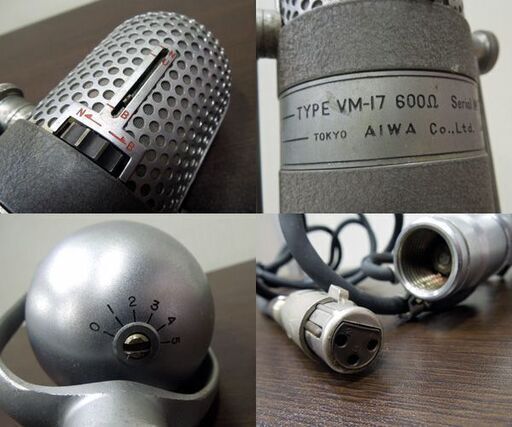 レトロ AIWA リボンマイク TYPE VM-17 600Ω ガイコツマイク マイクスタンドセット 動作未確認 アイワ 札幌市 新道