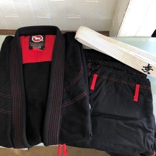 bullterrier 剣道着 柔術着 柔道着 格闘技 上下セット 黒 赤 A4 コットン100% 道着 希少 激レア ブルテリア 白帯 剣道 化繊袴 極美品