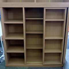 ☆本棚 書棚 スライド棚付き 幅900mm 奥行290mm 高さ1800mm 上下分割タイプ ブックシェルフ 木目調 札幌 北20条店の画像