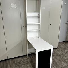 突っ張り　収納　デスク付き　シェルフ　ホワイト