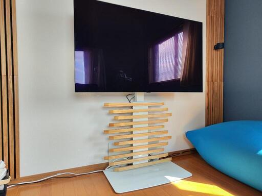 大阪府豊中市 タンスのゲン テレビスタンド 壁寄せ ロータイプ 天然木【らくらく無段階ガス昇降】32～65V対応 上下/左右 首振り テレビ台