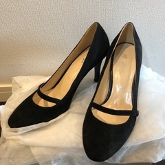 セレモニー用パンプス　黒　7cmヒール　24.5cm