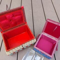 裁縫箱　藤製品　布製品　箱の画像