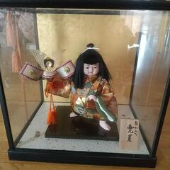 値下げ！五月人形「都わらべ　兜差」ガラスケース入りの画像
