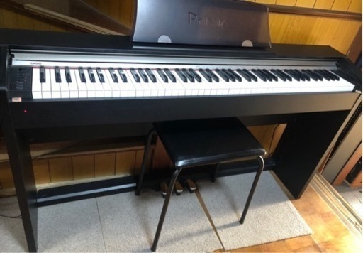 中古美品2010年製CASIO  Privia PX-730 BK電子ピアノ(簡単椅子付き) 88鍵 ブラックウッド調