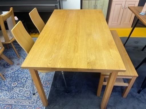 【リサイクルサービス八光】幅120㎝　無印良品　4人掛けダイニングテーブル4点セット