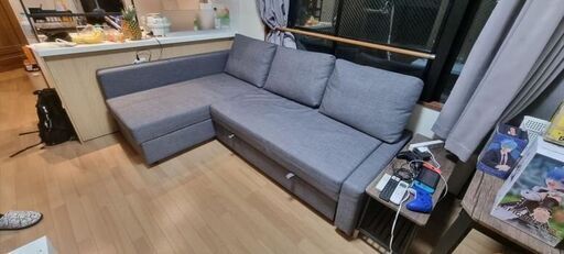 Ikea: FRIHETEN フリーヘーテン コーナーソファベッド 収納付き, スキフテボー ダークグレー