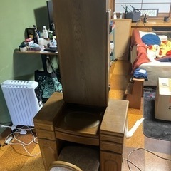ドレッサー 化粧台 三面鏡 【イス付き】 家具 ミラー/鏡の画像