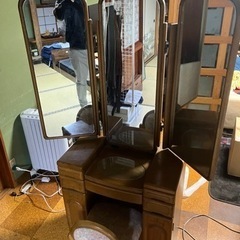 ドレッサー 化粧台 三面鏡 【イス付き】 家具 ミラー/鏡