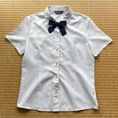 式服　ガールズ半袖ブラウス紺リボン付き 160