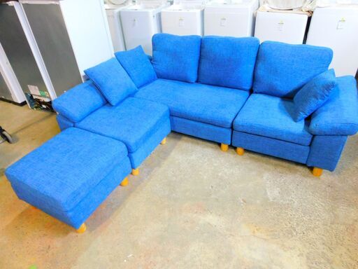 ★お持ち帰り特価★3Pソファ カウチソファ オットマン付き ソファー