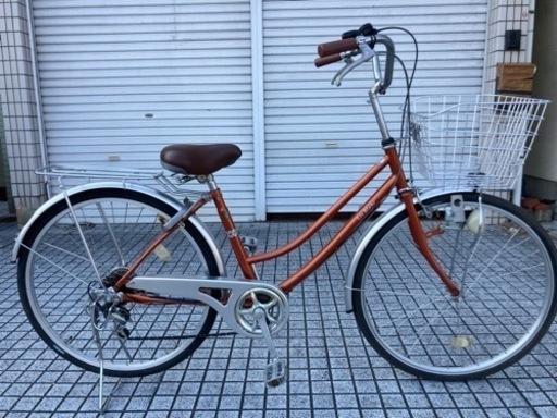 【26インチ自転車】外装6段変速　前後タイヤ、チェーン、前かご、グリップ新品❗️スペアキーあり　若林自転車　浜大津店　SALE中❗️