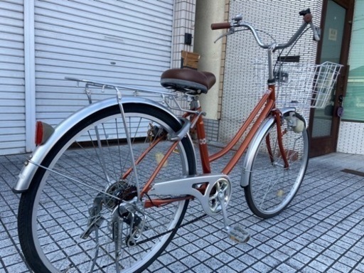 【26インチ自転車】外装6段変速　前後タイヤ、チェーン、前かご、グリップ新品❗️スペアキーあり　若林自転車　浜大津店　SALE中❗️