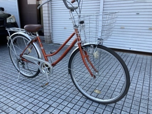 【26インチ自転車】外装6段変速　前後タイヤ、チェーン、前かご、グリップ新品❗️スペアキーあり　若林自転車　浜大津店　SALE中❗️