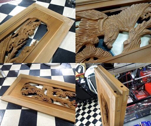 建具 欄間 井波彫刻 慶吉作 松 鷹 飾り 幅170cm×2 欄間一対 彫刻 古民家 木彫り 和室 リノベ らんま 札幌市 新道東店