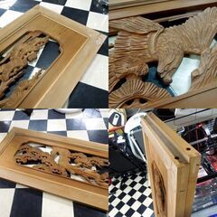 建具 欄間 井波彫刻 慶吉作 松 鷹 飾り 幅170cm×2 欄間一対 彫刻 古民家 木彫り 和室 リノベ らんま 札幌市 新道東店の画像