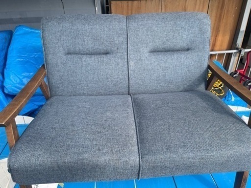 中古 アッシュグレイ ファブリック 布素材 家具 ソファ 2人掛けソファ