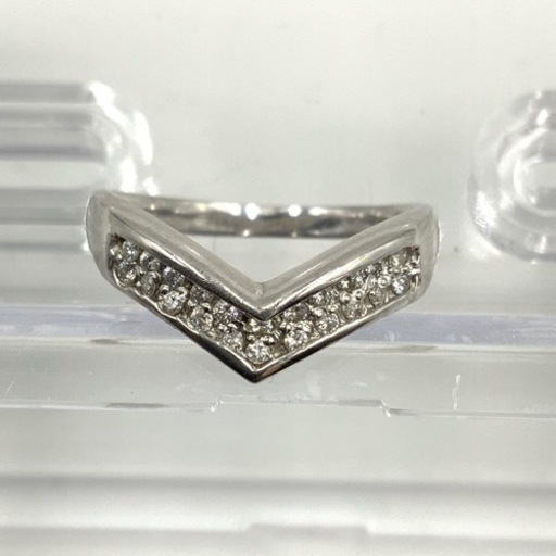 Pt900 プラチナ900 ダイヤモンドリング　4g ダイヤ 0.25ct V型リング