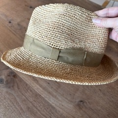 美品ラフィアハット58cmレディース帽子の画像
