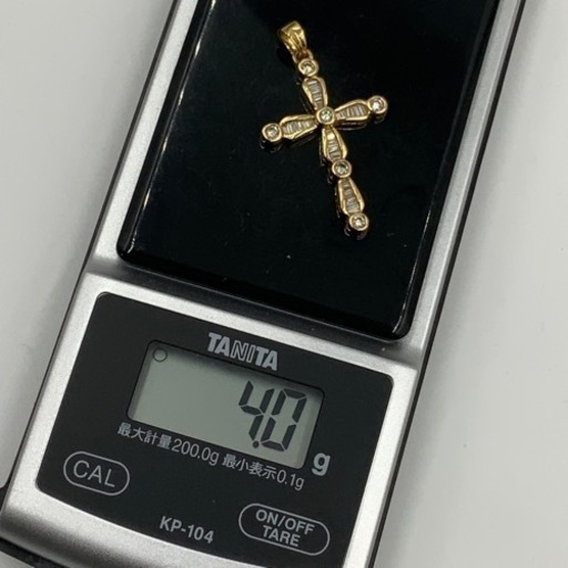 K18 18金　ダイヤモンド　クロスペンダント　4g ダイヤ0.53ct