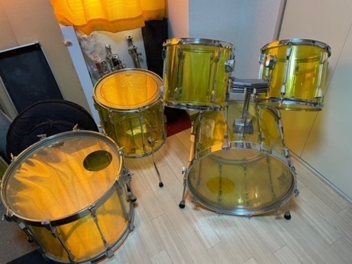 【値下げ条件あり】TAMA アクリルドラム（イエロー）ツーバス5点セットごめん現在受渡し予定者がいます※