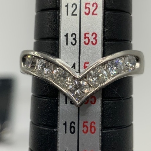 Pt900 プラチナ900 ダイヤモンドリング　V型リング　ダイヤ 0.75ct 7.5g 約14号