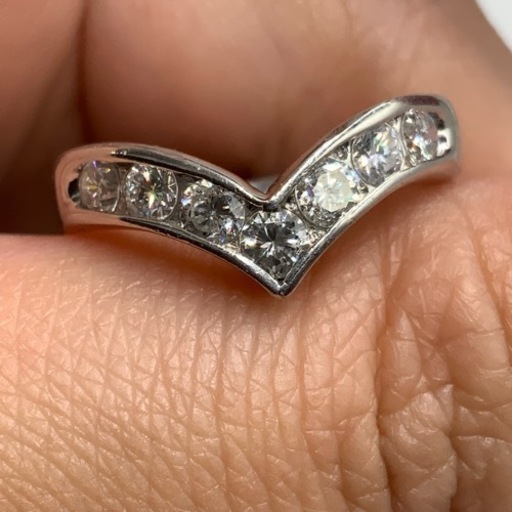 Pt900 プラチナ900 ダイヤモンドリング　V型リング　ダイヤ 0.75ct 7.5g 約14号
