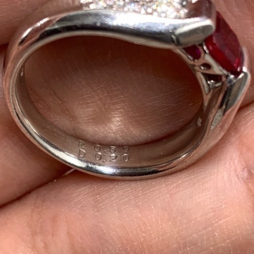 Pt900 プラチナ900 ルビー　ダイヤモンドリング　8.6g 約12号　ルビー0.59ct ダイヤ 0.2ct