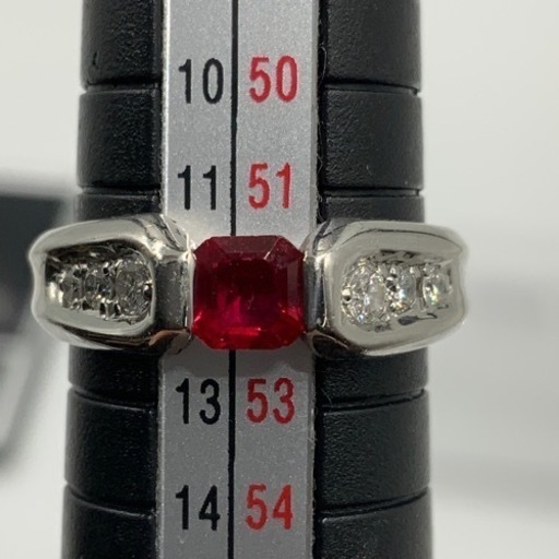 Pt900 プラチナ900 ルビー ダイヤモンドリング 8.6g 約12号 ルビー0.59