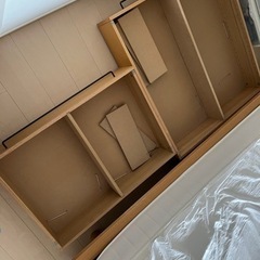 【値下げ】無印ダブルベッドオーク材　フレーム/ヘッドボード/収納（大＋小）の画像