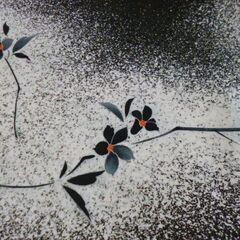 ★正絹★丸洗い済み★裄６８㎝★モノトーンに小花柄★の画像