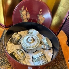 生活用品　九谷焼　茶器揃い　茶櫃付