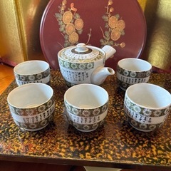 生活用品　九谷焼　茶器揃い　茶櫃付の画像