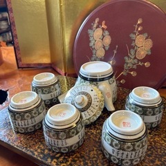 生活用品　九谷焼　茶器揃い　茶櫃付の画像