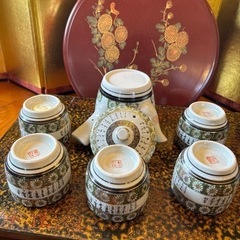 生活用品　九谷焼　茶器揃い　茶櫃付の画像
