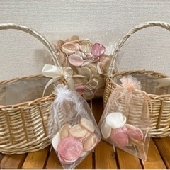 【美品/セット】フラワーシャワー カゴ オーガンジー ギフトバッ...
