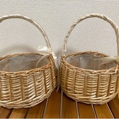 【美品/セット】フラワーシャワー カゴ オーガンジー ギフトバッグ 造花の画像
