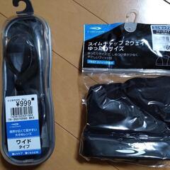 季節外れのゴーグル(黒)とキャップ(黒)