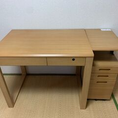 中古　学習机＋袖机（ヒカリサンデスク）の画像