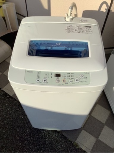 ハイアール Haier 全自動洗濯機 JW-K42H 4.2Kg W512×D482×H878ｍｍ 2014年製 風乾燥 単身 1人暮らし