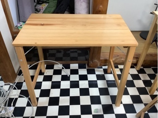 【リサイクルサービス八光】幅80cm　MUJI　良品計画　折り畳みデスク・チェアセット（パイン材・オーク材）