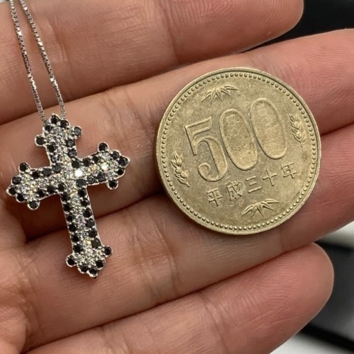 K18WG ホワイトゴールド　ダイヤモンドクロスネックレス　5.3g 約45cm ダイヤ 0.74ct