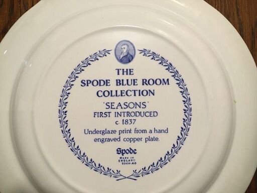 ディナー皿　イギリス製　Spode The Blue Room "Seasons" 6枚セット　27センチ