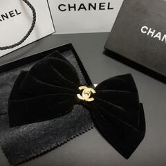 CHANEL シャネル ベルベット リボン バレッタ ヘアクリップ