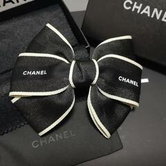 CHANEL シャネル リボン バレッタ ヘアクリップ ブラック