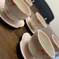 桜の湯呑み5点セットの画像
