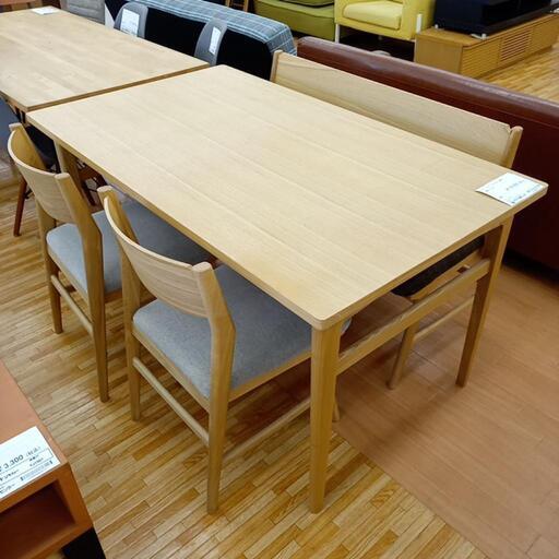 ★ジモティ割あり★ ダイニングテーブルセット 椅子2脚+ベンチ　ナチュラル\u0026グレー　クリーニング済　YJ1987